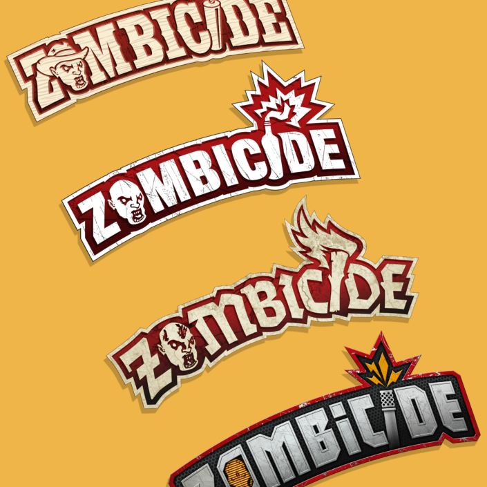 Design of the original Zombicide logo and its adaptation to different settings.
